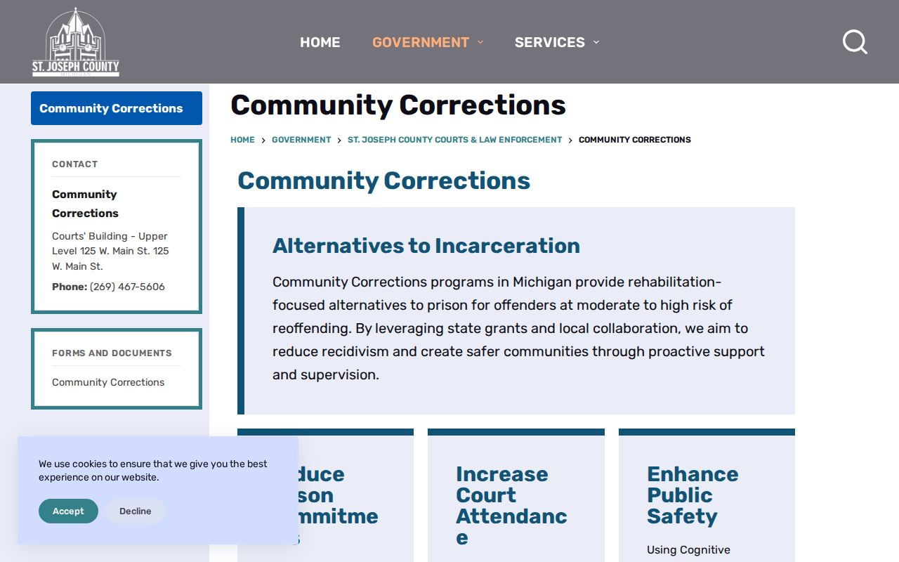 County community corrections connected to Constantine criminal cases
