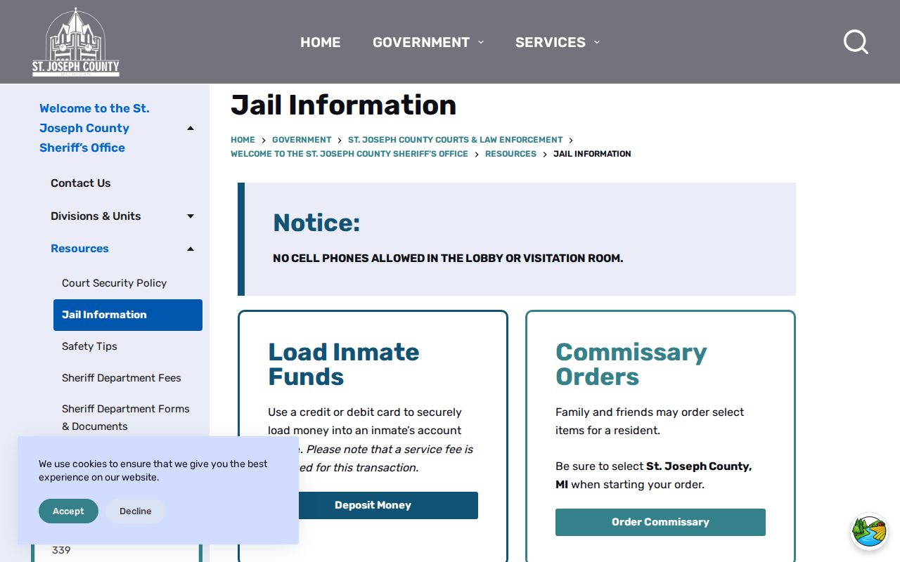 St. Joseph County arrest booking and jail information