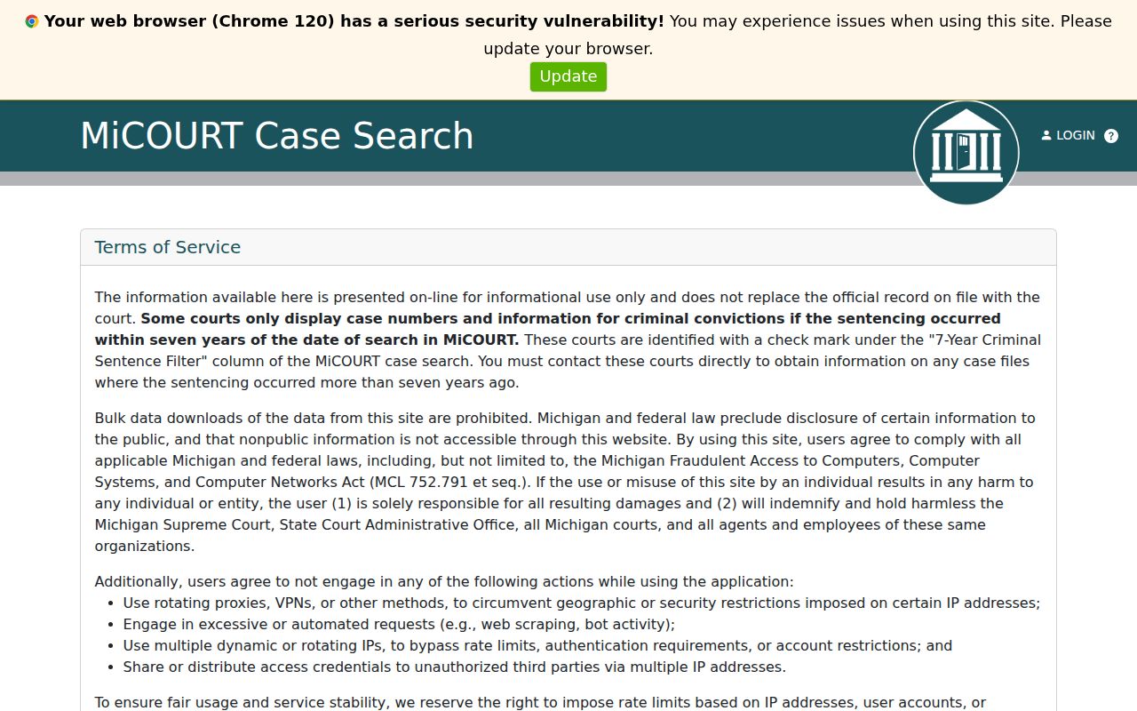 St. Joseph County criminal court case search in C45 MiCOURT