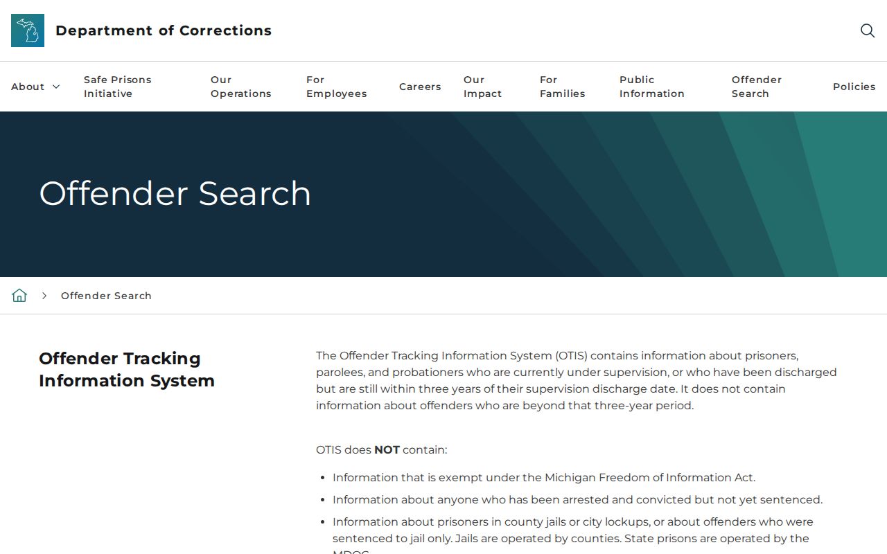 St. Joseph County criminal records MDOC OTIS coverage limits