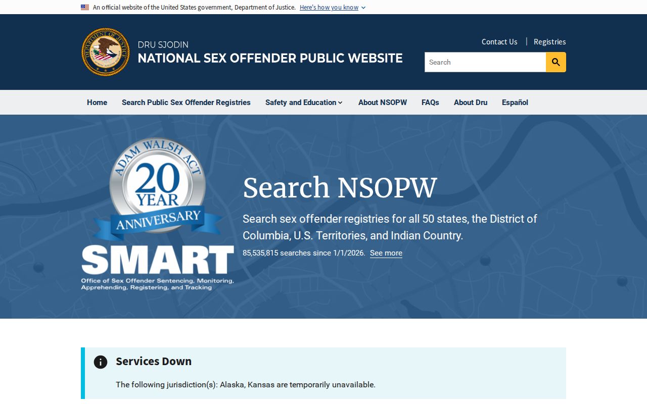 National registry layer for a St. Joseph County sex offender check