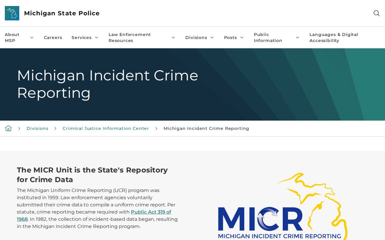 Michigan incident reporting connected to Sturgis criminal history records